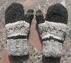 Handmade Ladies Ski Sweater Gray Ivory Wool Warm Winter Knit Free 