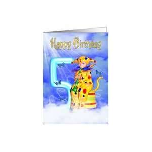    5th Birthday Card   Cute Little Pixie Clown Card: Toys & Games