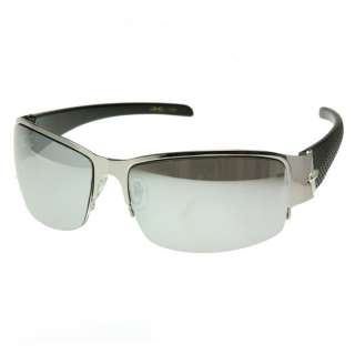 Loop Metal Wide Half Frame Sport Sunglasses  