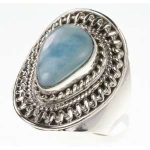  925 Sterling Silver LARIMAR Ring, Size 7.5, 6.97g Jewelry