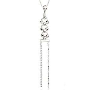 Balls and Rings Lariat Style Pendant Necklace Sterling Silver Rhodium 