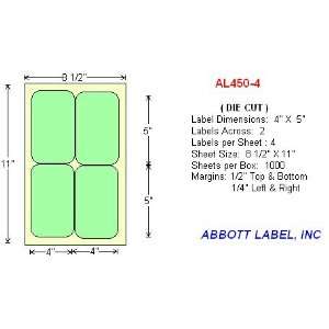  Laser/Ink Jet Labels 4 X 5 die CUT /4 per 8 1/2x11 Sheet 