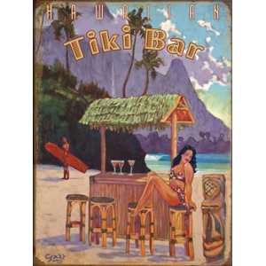  Tiki Bar Metal Sign: Surfing and Tropical Decor Wall 