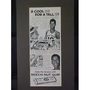 Ray Felix New York Knickerbockers 1950 Beech Nut Gum Advertisement 
