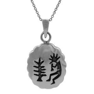  Sterling Silver Kokopelli with Tree Necklace Jewelry