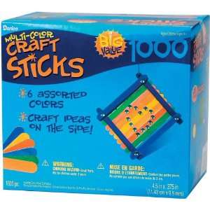  Assorted Colors Wood Craft Sticks, 1000 Pack   911444 