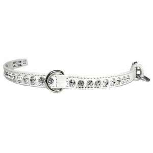  Bridal White Single Row Dog Collar with Swarovski Crystals 