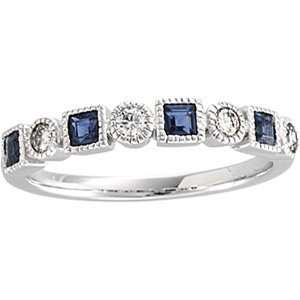   Sapphire & Diamond Anniversary Band Ring: Diamond Designs: Jewelry