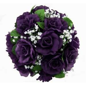    Purple Silk Rose Nosegay   Bridal Wedding Bouquet 