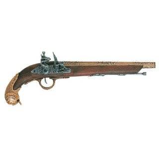 Barrel / Double Trigger Flintlock Pistol   Wood and Metal Replica Gun 
