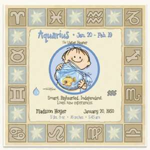   Personalized Zodiac   Baby Gift   Aquarius Birth Sign Baby