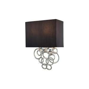   077 8 Light Wall Sconce in Chrome with Black Linen Fabric Shade glass