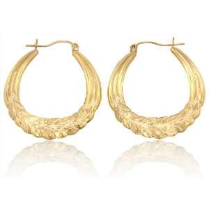    14K Yellow Gold Hollow Earrings 33.0mm Wide   220 16 Jewelry