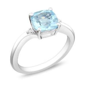   Sky Blue Topaz 0.015 CT TDW Round Diamond Fashion Ring (I3) Jewelry