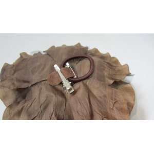 NEW Oversized Brown and Black Sheer Rose Hair Flower Clip Pin and Band 