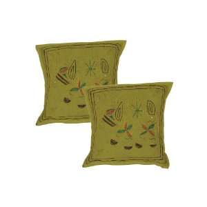  India Ethnic Decor Embroidery Cotton Cushion Covers Size 