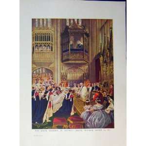 1910 Colour Print Royal Wedding Geroges Chapel Windsor:  