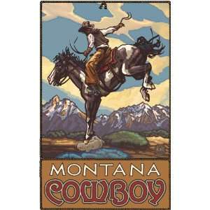 Northwest Art Mall Montana Bucking Horse and Cowboy Painting by Paul A 