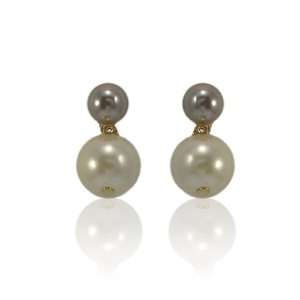 Tonal Gold Pearl Drop Post Earrings