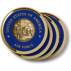  Air Force Theme Brass 4 Coaster Set 