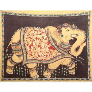  Decorated Elephant   Kalamkari Painting on Cotton
