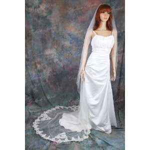  1T Ivory Scalloped Lace Cathedral Wedding Veil: Beauty