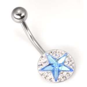 14g 7/16 CRYSTAL Encrusted STAR Belly Button Body Piercing Jewelry 