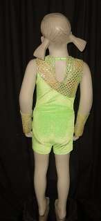 FUNKY TOWN Dance Costume LIME Leo Mitts Shorts CHILD  