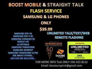 ANDROID FLASH TO BOOST MOBILE & STRAIGHT TALK REMOTE  