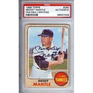  Mickey Mantle Autographed 1968 Topps Card PSA/DNA Slabbed 