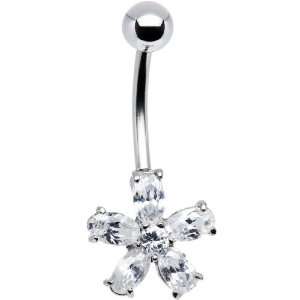  Crystalline Pansy Flower Belly Ring: Jewelry