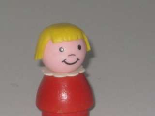   LITTLE PEOPLE RED GIRL WITH BOB WOOD PLASTIC HOSPITAL #931  