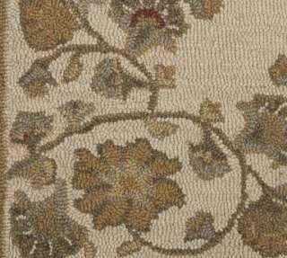 POTTERY BARN Paige Floral Wool Hooked RUG 5x8 Neutral NEW IN WRAPPING 