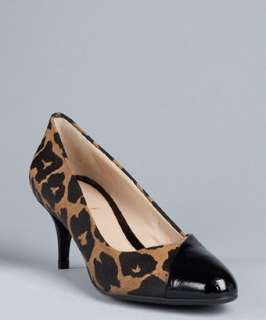 Fendi light brown leopard print canvas cap toe pumps  BLUEFLY up to 