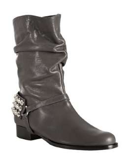 Be&D dark grey studded leather Memphis boots  BLUEFLY up to 70% off 