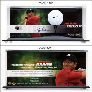  Tiger Woods Signed Commemorative Card and Range Drive Golf Ball 