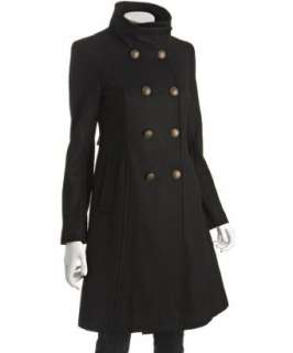 DKNY black wool Jessica stand collar military coat   up to 
