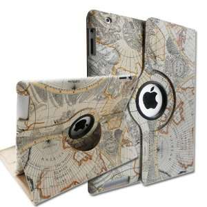  ® 360 Degrees Rotating Stand Smart Cover PU Leather Case Unique Map 