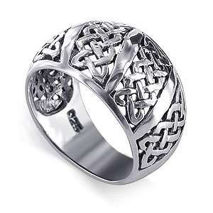   Silver Polished Finish Celtic knot Filigree Band Ring Size 9 Jewelry