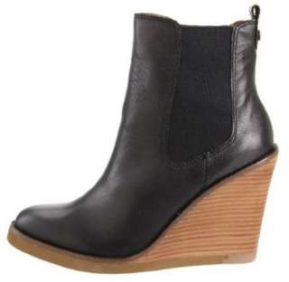 LUCKY BRAND Leather Wedge Ankle Boots in Black & Brown  