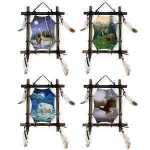   Assorted Wood Framed Indian Pictures Dream Catcher Wall Decor  