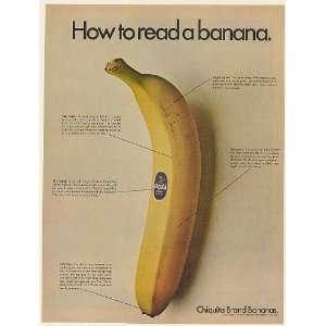  1968 Chiquita Bananas How to Read a Banana Print Ad (53043 
