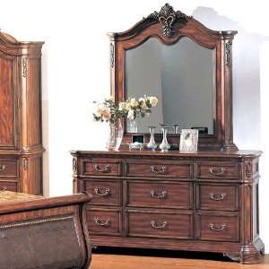   Wildon Home Tipton Dresser and Mirror Set in Dark Cherry: Home