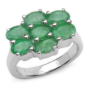  3.15 Carat Genuine Emerald Sterling Silver Ring: Jewelry