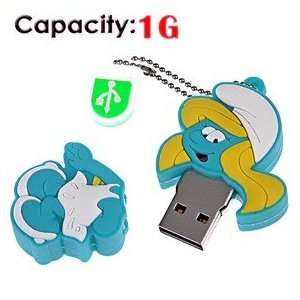    1G Rubber USB Flash Drive with Shape of Smurfs (Blue) Electronics