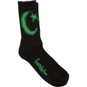 Foundation Splendor Neon Socks Black/Green   Single Pair 
