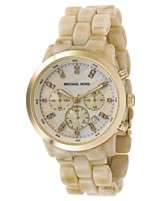 Michael Kors Watch, Womens Chronograph Stainless Steel and Horn 