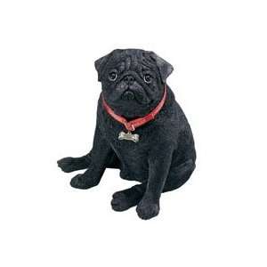  Sandicast Life Size Pug Dog Statue   Black