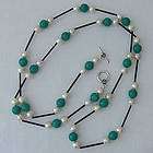 Chunky Pearl, Painted Aqua Clear Glass Bead Necklace items in Blue 