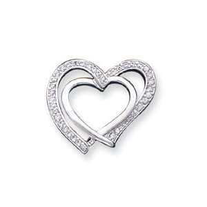  Sterling Silver CZ Double Heart Pendant Jewelry